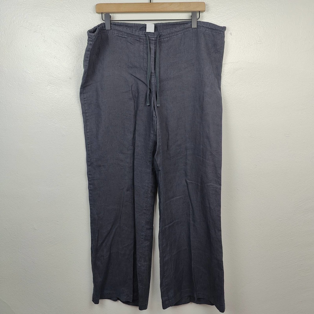 CP Shades Linen Pants Womens Medium Black Relaxed Fit Drawstring Waist Bohemian